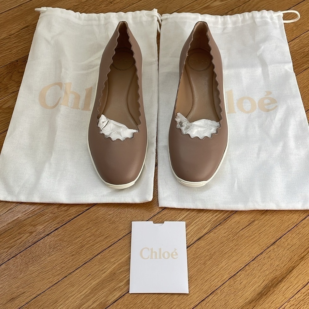 NWT Chloe Lauren Runner ballerinas in leather cream white pink tea - Picture 6 of 6